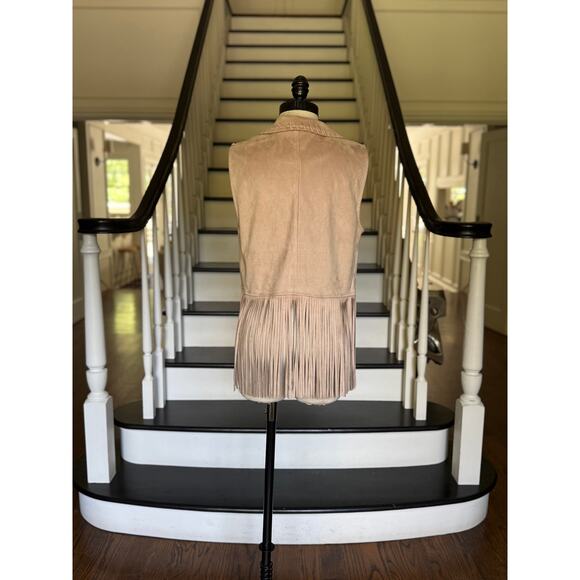Y2k Fringe Vest Faux Suede Western Rodeo Cowgirl Boho Hippie Concert Festival - Picture 5 of 10